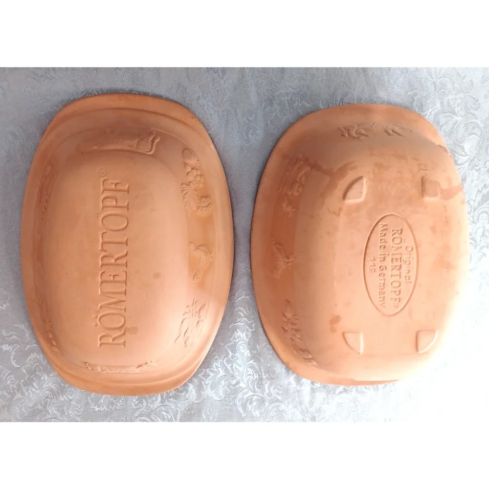 Romertopf 119 Germany Terracotta Orange Clay Large 14x10x7 Dutch Oven Roaster